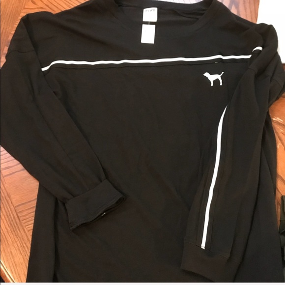 VS PINK SEQUIN BLING VARSITY LONG SLEEVE TEE SZ SM - Picture 4 of 5